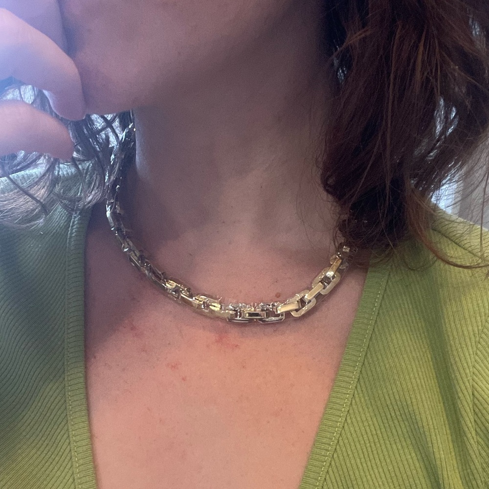 EDDIE BORGO Necklace 18" Supra Chain Link  Gold Tone Collar Choker Statement - Picture 6 of 10
